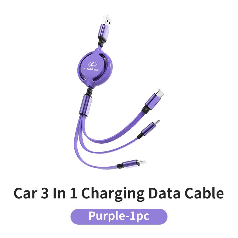 CKU5 Car 3-in-1 Charger Data Cable Type C USB Interface Charging Line Interior For Lexus CT ES GS NX IS250 CT200h IS300h ES300h RX400