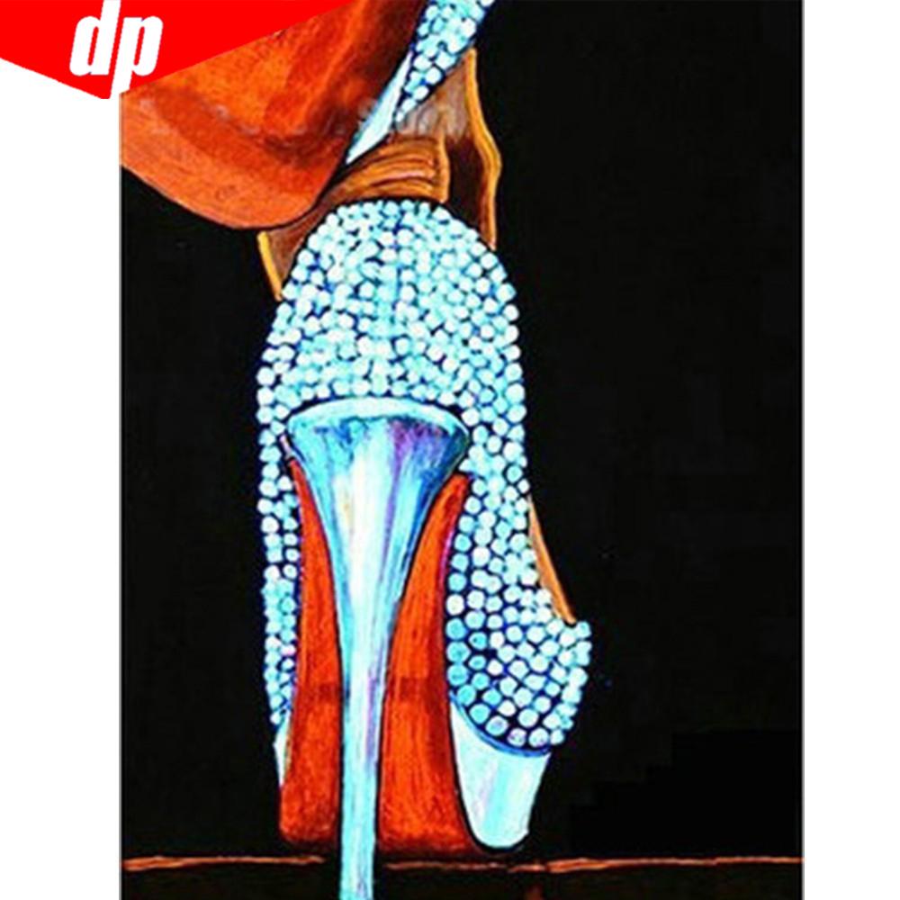 Мультяшные бриллиантовые туфли на высоком каблуке со стразами и круглой бриллиантовой вышивкой полного укропа