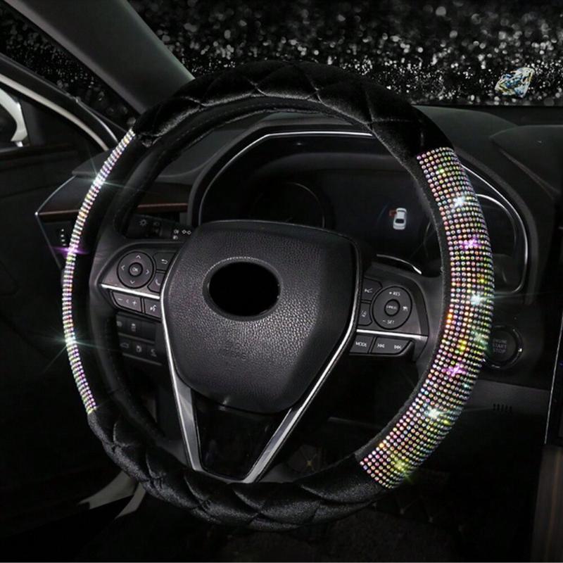 Роскошный ромбовидный бриллиантовый кристалл модный плюшевый чехол на руль автомобиля 38 см универсальные аксессуары для интерьера сохраняют тепло