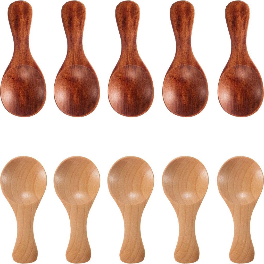 20 Pieces Small Wooden Spoons Mini Condiments Sugar Seasoning Salt Honey Teaspoon Coffee Tea Jam Mustard Ice Cream Wood Spoons