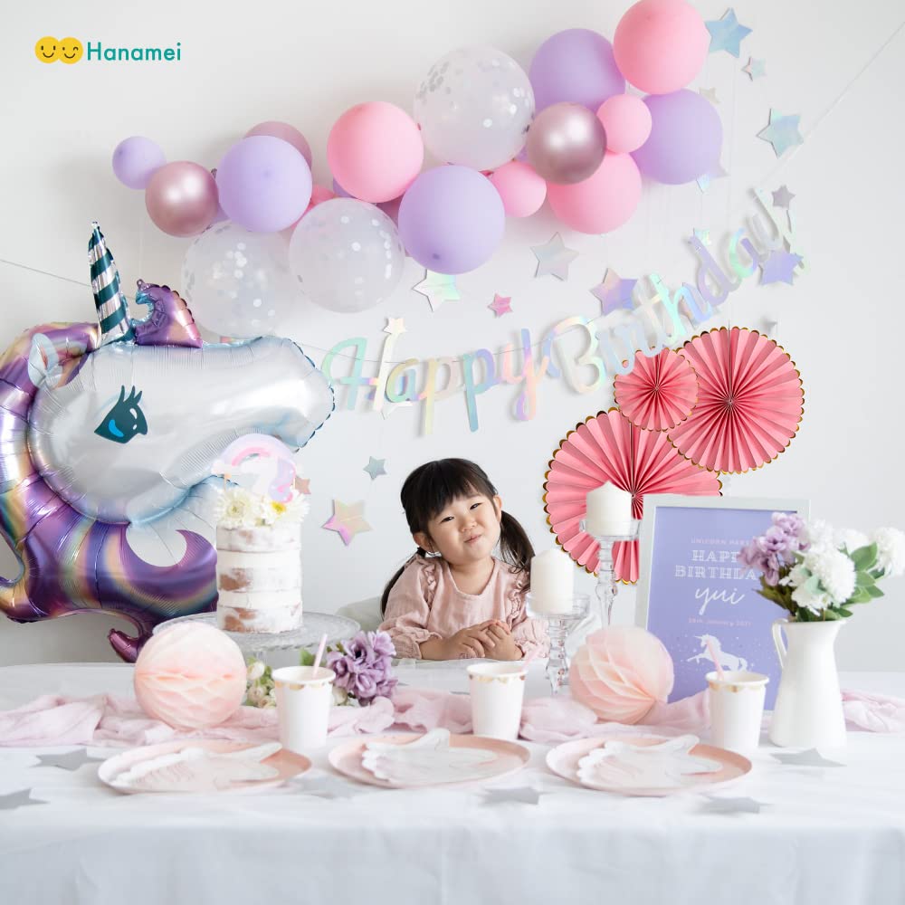 Birthday Decoration Pretend Set Hanemi Dreamy Birthday Decoration Unicorn Aurora Color Macaron Party (Unicorn)