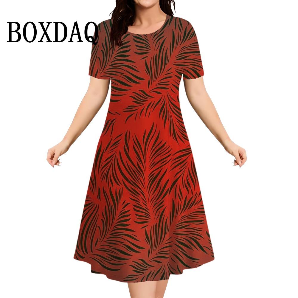 Summer Flowers 3D Printed Short Sleeve Dress Women Casual Fashion Plus Size Round Neck Loose Dress For Women Large