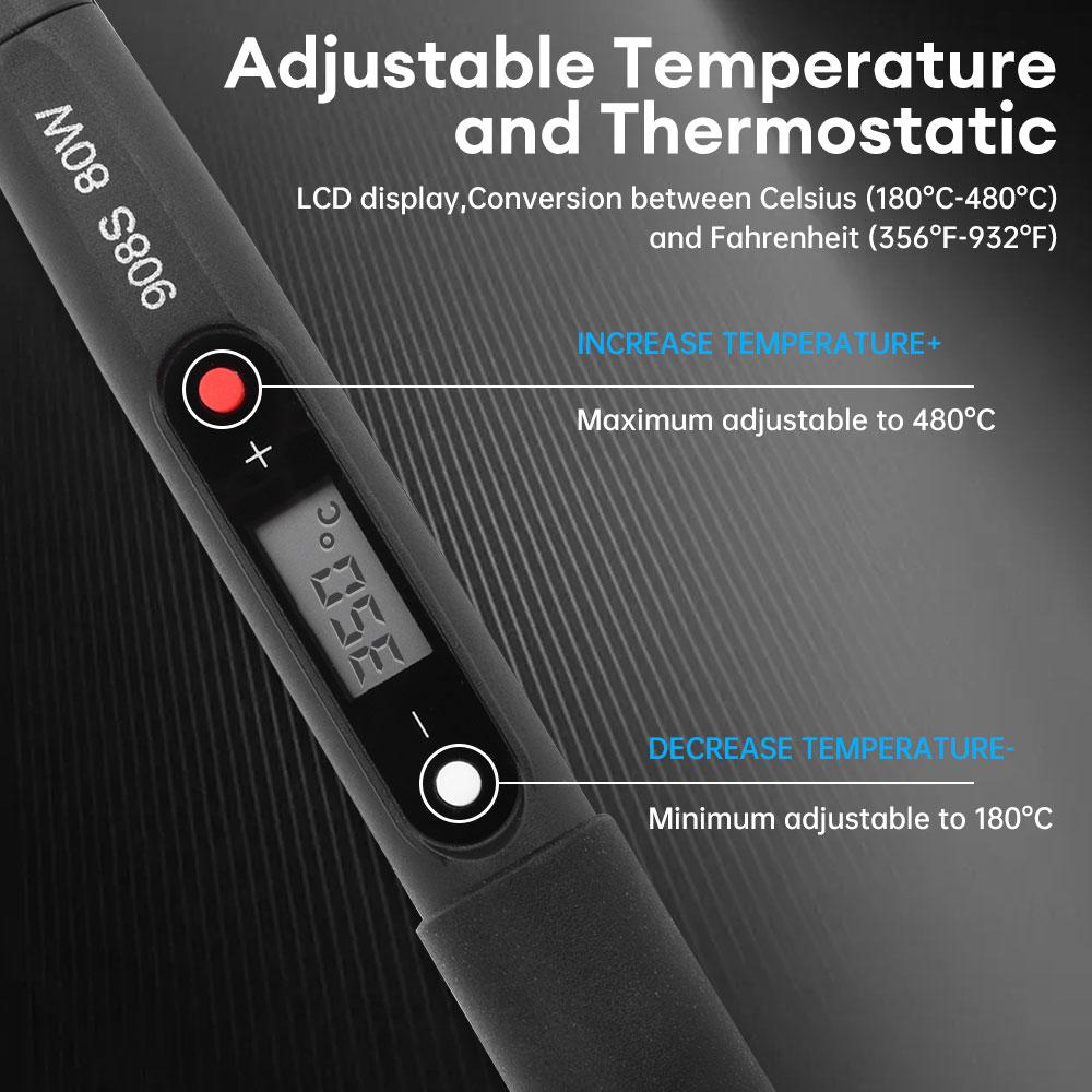AC110V 220V 80W Внутренний светодиодный цифровой дисплей Паяльник Регулируемая температура Паяльник Сварочные и ремонтные инструменты 908S