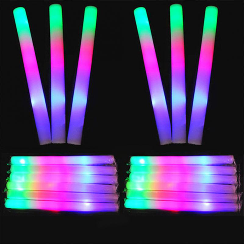 5/12Pcs LED Glow Sticks Bulk Colorful RGB Glow Foam Stick Cheer Tube Dark Light for Xmas Birthday Wedding Party Supplies