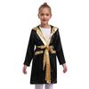 Kids Boys Boxing Robe Thai Kickboxing Costume Long Sleeve Open Front Hoodie Cloak with Belt Workout Sports Fitness Joggers