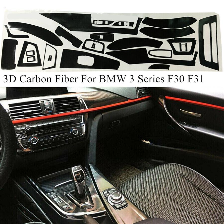 Сделай сам Набор наклеек для отделки салона BMW 3 серии F30 F31, наклейки, стиль «карбоновое волокно»