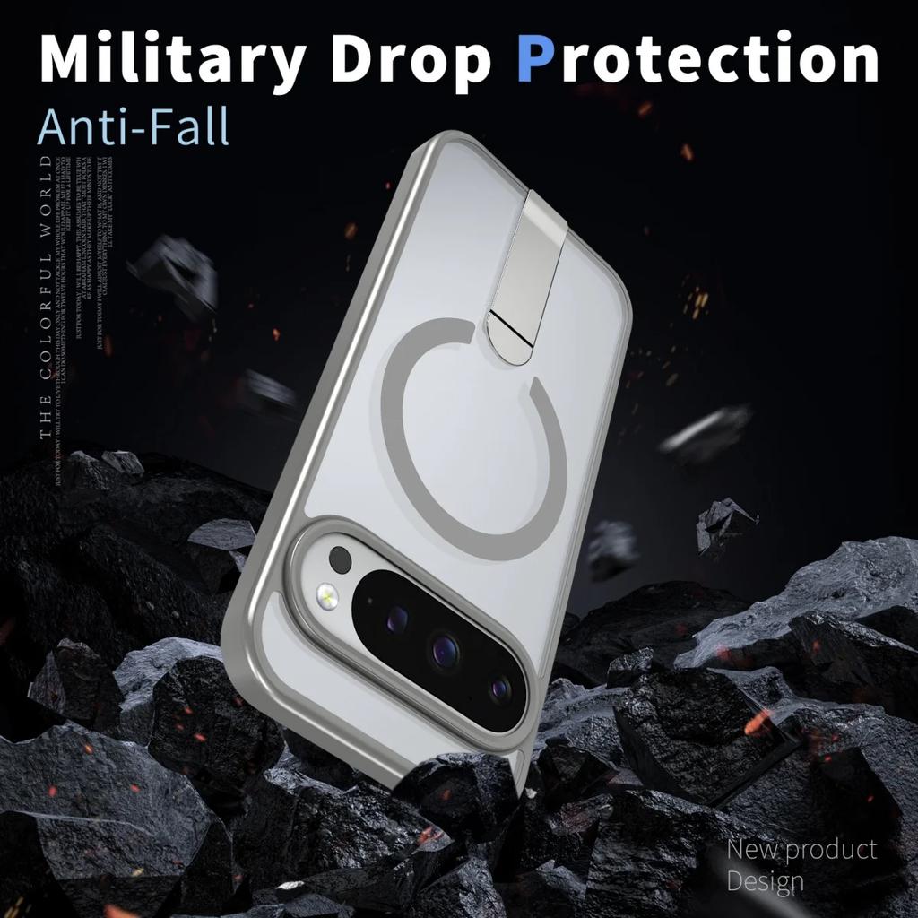 Матовый Полупрозрачный TPU+PC Чехол-Броня для Телефона с Беспроводной Зарядкой Для Google Pixel 10 9 Pro XL 9A Алюминиевый Держатель/Защитная Крышка для Камеры