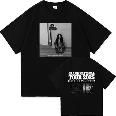 Винтажная футболка SZA Kendrick Lamar Grand National Tour 2025 Мужская Женская футболка Харадзюку Унисекс Высококачественная одежда Подарки для фанатов Топ