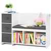 Kids Reading Nook Bench, Toddler Bookshelf and Bookcase with Detachable Seat Cushion, 6-Cubby Storage Organizer Bench with 3 Drawers