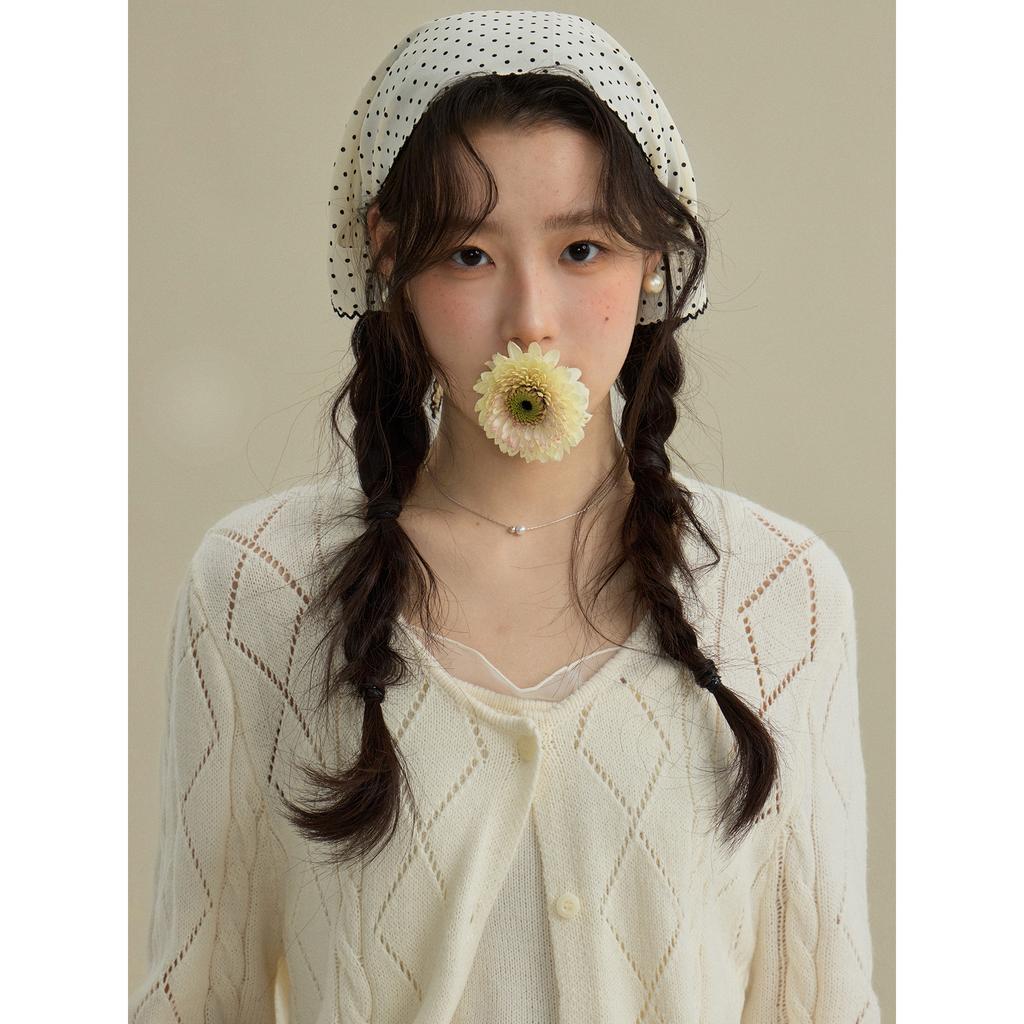 [Song Ming] Korean hollow knitted cardigan women's clothing + spring mesh vest sling two-piece set N1117D