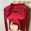 Модный дизайн Sense Hollow Out Half High Necked Толстый свитер для женщин Элегантный Новый свитер с низом Теплые топы Осень Зима Повседневный пуловер
