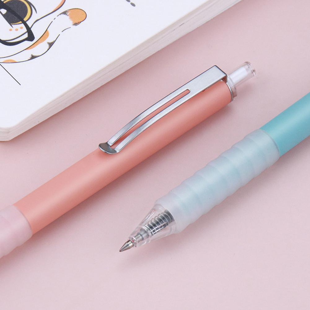 3pcs Press Gel Pen With Metal Pen Clip,Portable Soomthly Ink Pens,Simple Design Stationery Pen For School Office