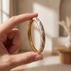 Colorful Gold Plated Floral Bangle Retro Rhinestone Inlay Oil Dipping Cuff  Elegant