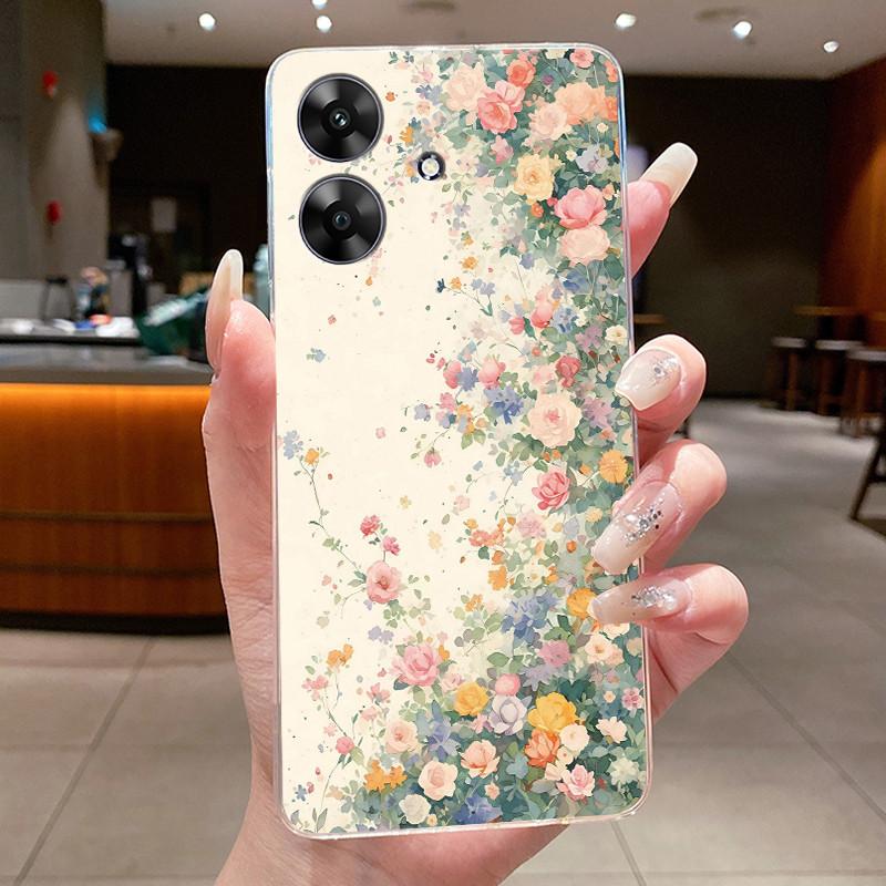 Чехол для Realme Note 60 RMX3933 Силиконовый Роскошный Цветок Бабочка Прозрачный Мягкий ТПУ Чехол Для Realme Note60 Note 60X 60 X Чехол для Телефона
