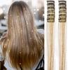 12pcs Synthetic Hair Tinsel Clip in 20inch Glitter  Tinsel Hair Clip in Hair Tinsel Kit Heat Resistant Shiny Sparkle Fairy Hair
