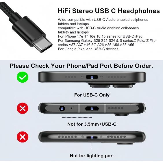 USB C to 3.5mm Audio Adapter Samsung Type C to Headphone Jack Adapter Aux Dongle Cable 3