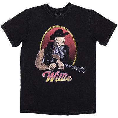 Футболка Willie Nelson Stone Wash: Портрет Лассо ОФИЦИАЛЬНЫЙ НОВЫЙ