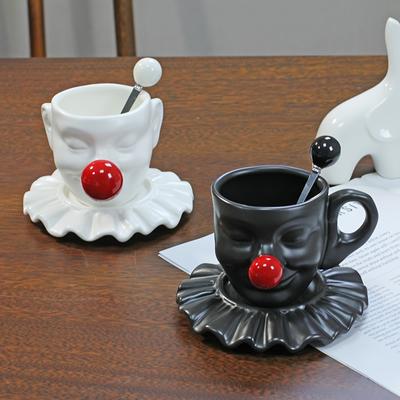 Европейская Винтажная Креативная Скульптура Лица Керамическая Кружка Кофейная Чашка с Блюдцем Набор Абстрактный Домашний Декор