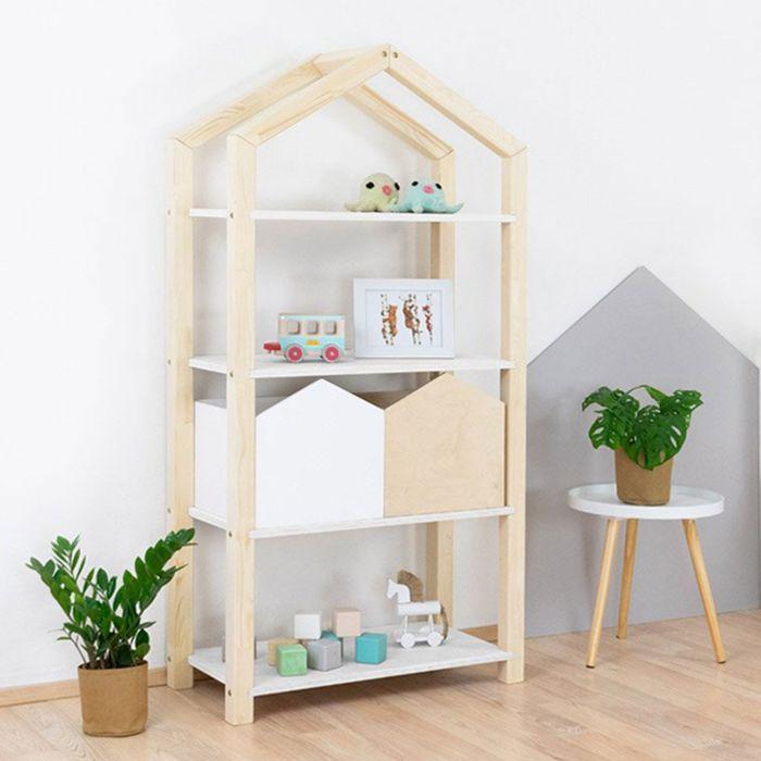 Etagère cabane TALLY - bois verni et blanc