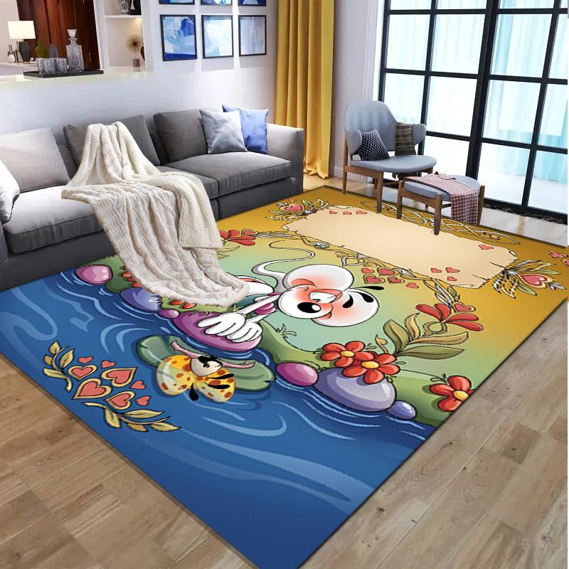 Diddl Pattern Rug, Indoor/Outdoor Mat, for Picnic, Gameroom, Bedroom, Office, Living Room, Home Decor Carpet, Birthday Gift