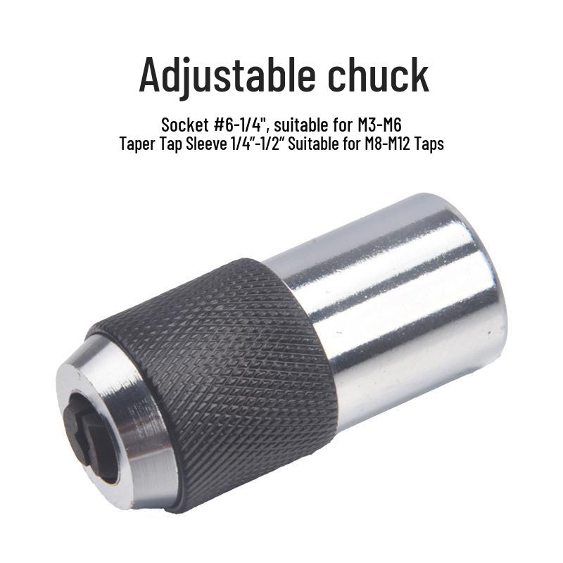 Adjustable M3-M12 Ratchet Tap Wrench with Reamer Sleeve
