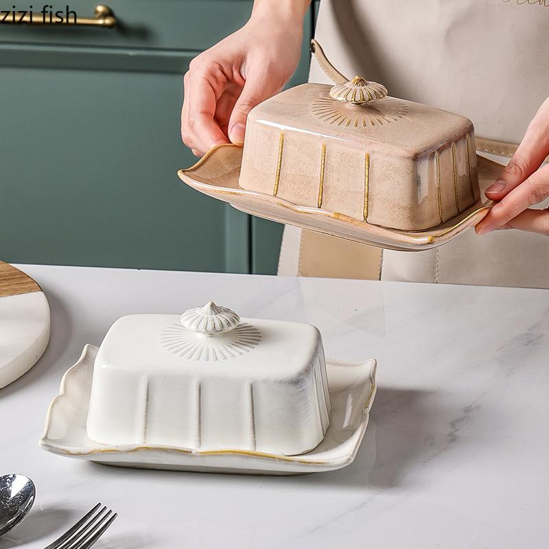 Керамическая посуда Масленка с крышкой Сырная тарелка Обеденная тарелка Сковорода для выпечки Масляная форма для димсамов Форма для торта Поднос для закусок