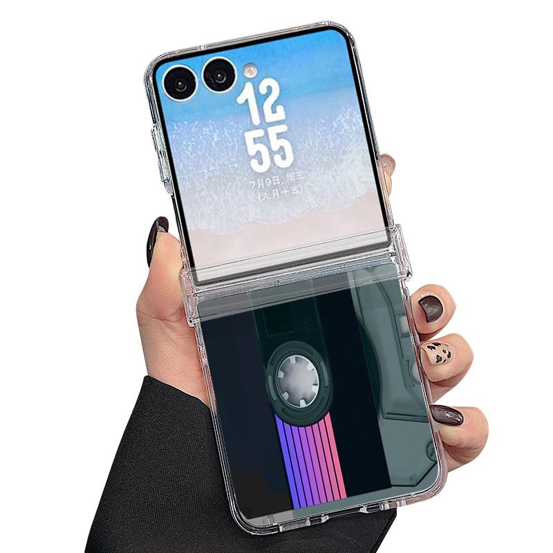 Креативный чехол с принтом аудиокассеты для Samsung Galaxy Z Flip 8 7 6 5 4 Flip8 Flip7 Flip6 Магнитный для Magsafe Прозрачная жесткая ПК крышка для складного телефона