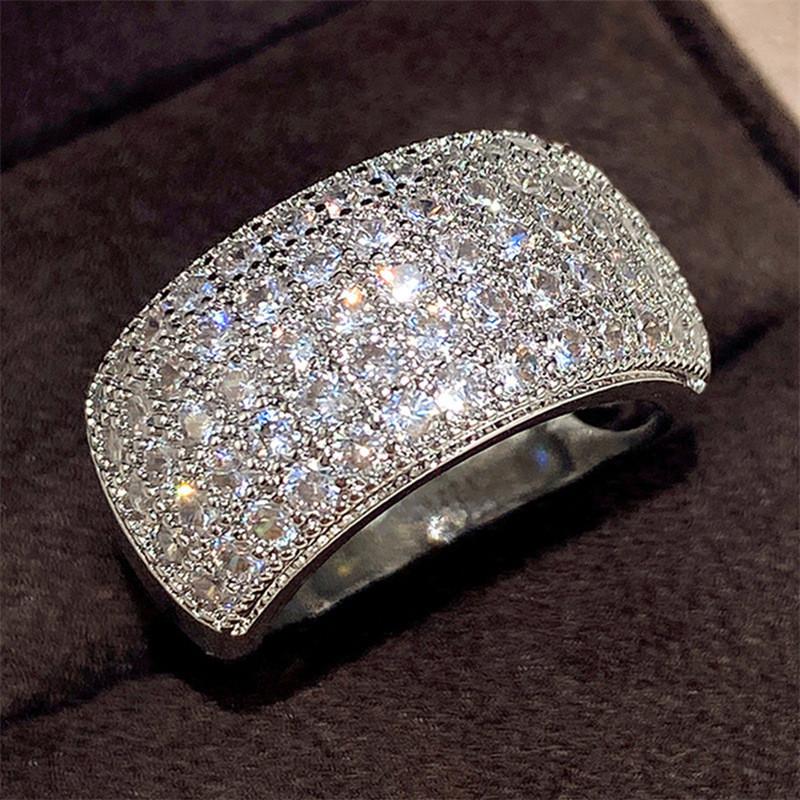 Кольцо Sterling Micro Paved 5 Lines CZ для женщин, модное, роскошное, женское, обручальное, обручальные кольца, ювелирные изделия, популярные