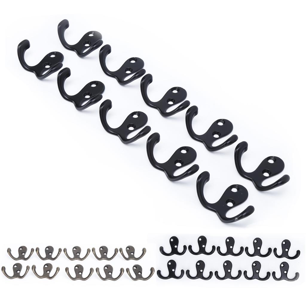 10 шт. крючков для одежды, маленькие, с двойным зубцом, устойчивые к ржавчине, прочные, удобные, настенные, для Coa