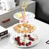 3 Layer Cake Stand Fruit Plate Tray Snack Plate Display Birthday Wedding Party Dessert Creative Petal Fruit Tray Display Shelf