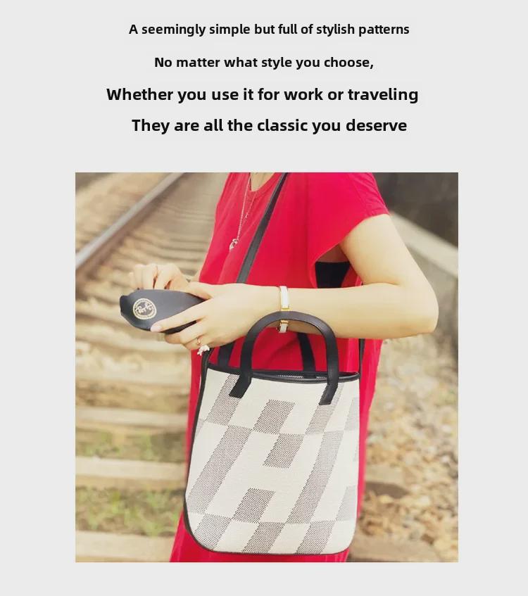 Большая вместительная сумка-тоут из холста и натуральной кожи - женская сумка из твила для ношения в руке и через плечо