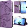 Phone Case - BOOLING - for Samsung Galaxy A17 4G/5G - PU Leather Purple Butterfly Pattern - 2 Screen Protectors