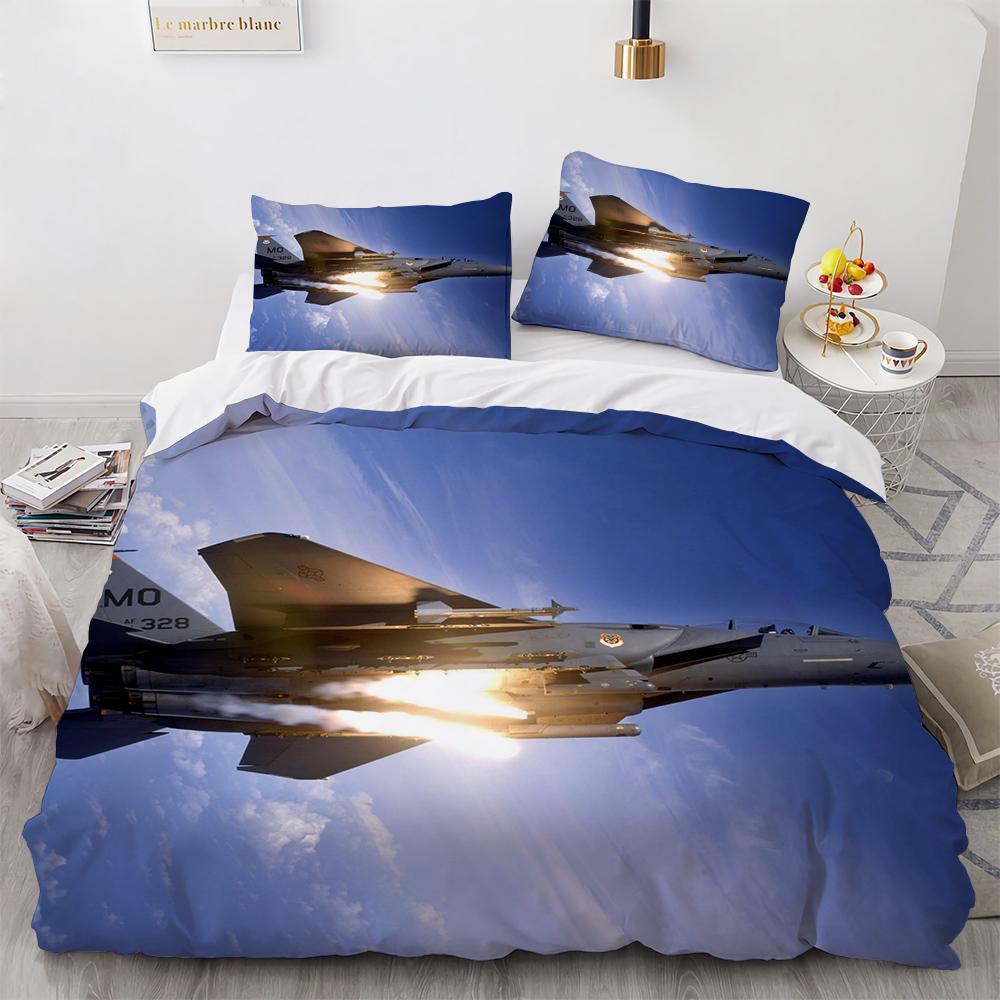 Airplane Duvet Cover SetFighter American Air Force Classic PlaneDecorative Bedding Set Queen Comforter Cover For Men Boys Teen