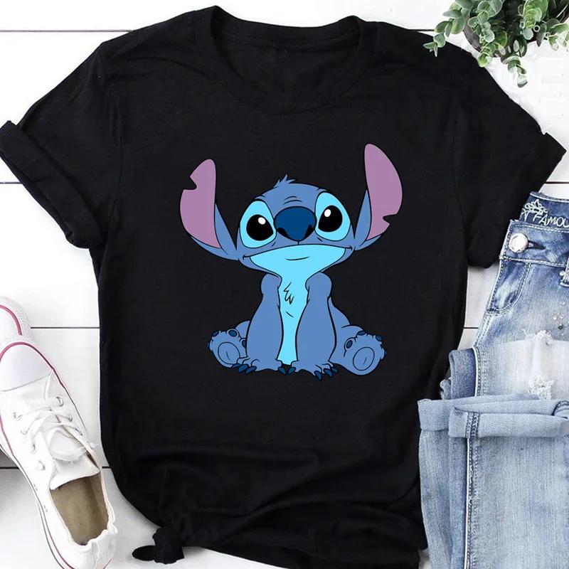 2026 Unisex TShirts Kawaii Lilo Stitch Print Female Tshirt Short Sleeve T Shirts Female Streetwear Clothing Tops Tee