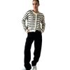 Striped Knitted Cardigan Female Fall Round Neck Short Section Sweater Jacket Comfortable Versatile and Fashionable