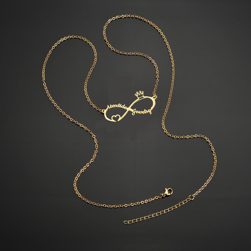 Atoztide Customize Name 8 Shape Necklace for Women Personalized Letter Summer Stainless Steel Choker Chain Jewelry Friend Gift