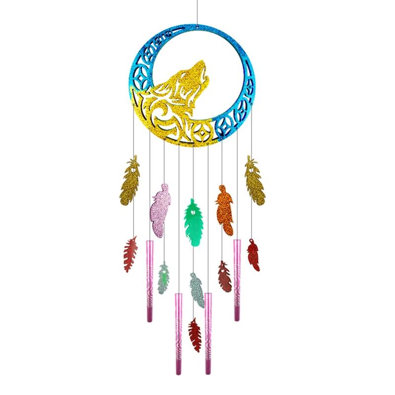 Wolf Feather Glossy Silicone Mold Wall-mounted Wind Chime Mold DIY Keychain Pendant Jewelry Epoxy Resin Crafting Mold