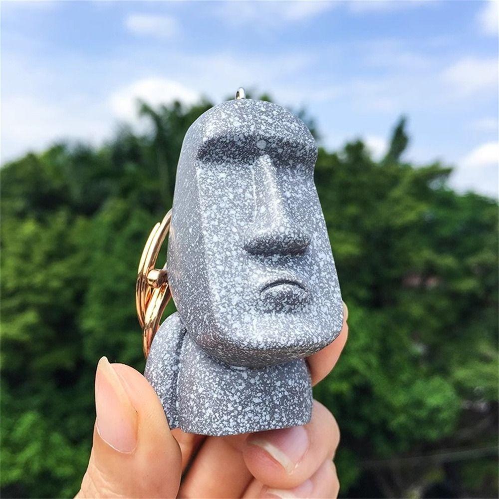 Watchman Easter Island Keyring Stone Man Moai Figurine Moai Statues Keychain Motorcycle