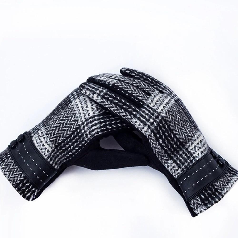 Wind Resistant Winter Touchscreen Gloves Cold Resistant Plaid Gloves Full Finger Gloves Winter