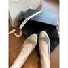 Sheepskin Version~ Sweet Bow Splicing Shallow Mouth Flat-bottomed Ballet Shoes Women's Single Shoes