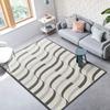 Simple Black And White Plaid Imitation Cashmere Carpet, Living Room Sand Blanket 3D Visual Striped Carpet Floor Mat Bedroom