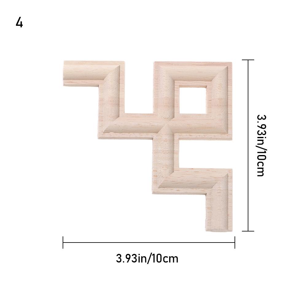Oak Door Decor Crafts Corner Applique Onlay Decal Carved Wave Flower Decorative Wood Appliques