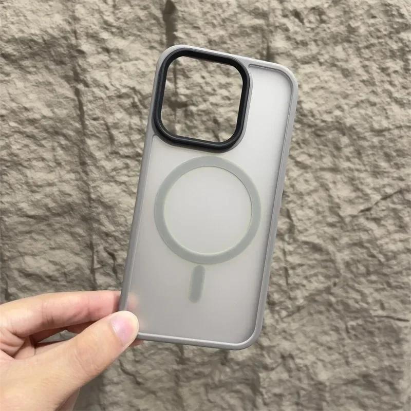 Оригинальный матовый магнитный чехол для телефона для iPhone 17 Air 16 15 14 12 11 13 Pro Max Для Magsafe Беспроводная зарядка Полупрозрачная крышка