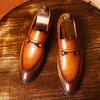 Мужские туфли с одной педалью, кожаные туфли, мужские туфли с металлической пряжкой, отполированные вручную туфли, первый слой коровьей кожи