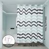 Wave Pattern Shower Curtain Blue And Gray Stripes Bathroom Decor Waterproof Fabric Curtains For Modern Coastal Bathrooms