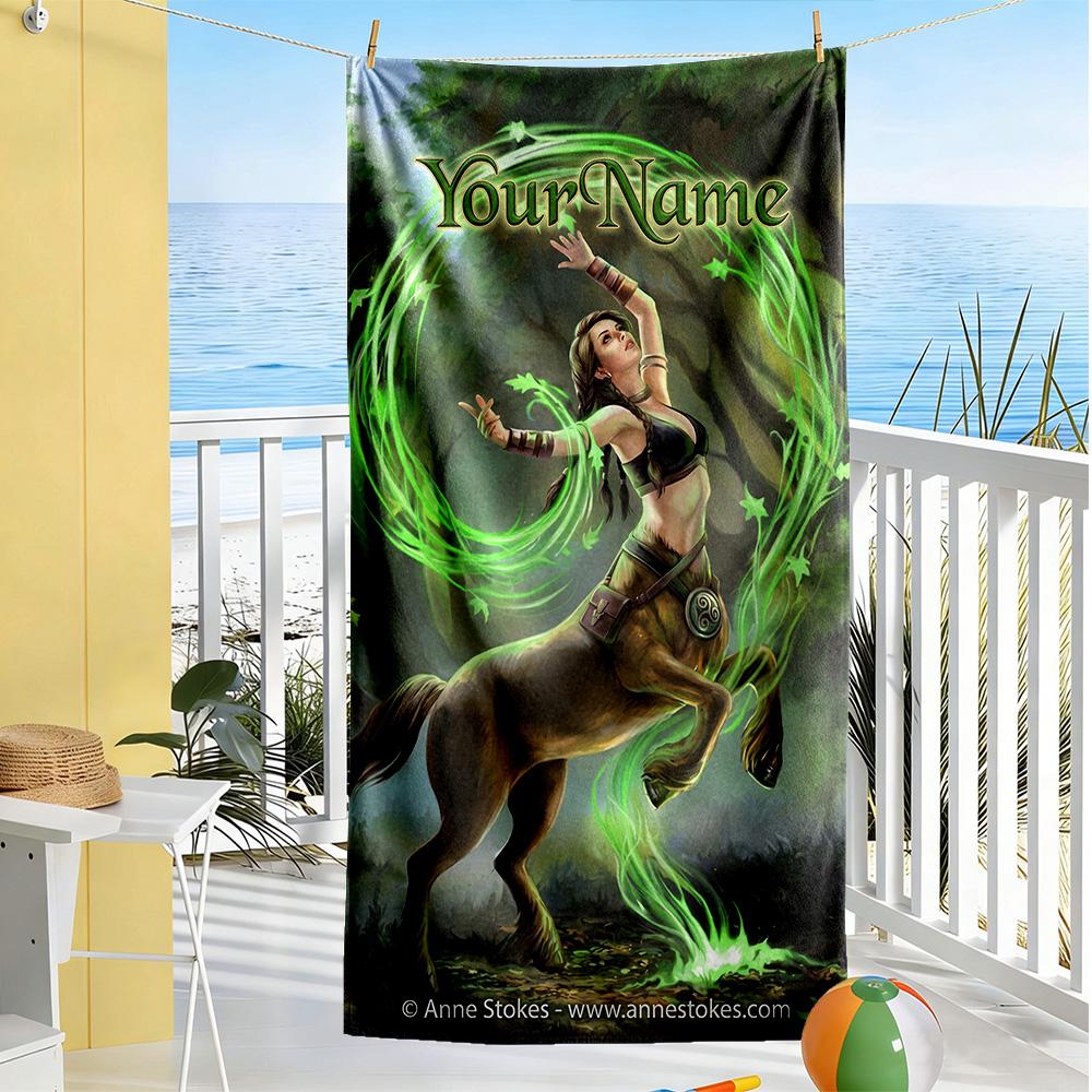 Gothic Illustrations Customize Text Beach Towel High Absorbency & Quick-Dry
