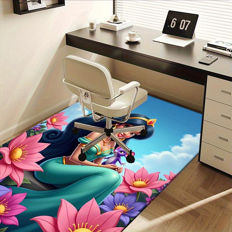 3D Printed Princess,Jasmine,Garden Anti-Slip Rug - Machine Washable Office Rug for Living Room, Bedroom, Office - Multiple Sizes