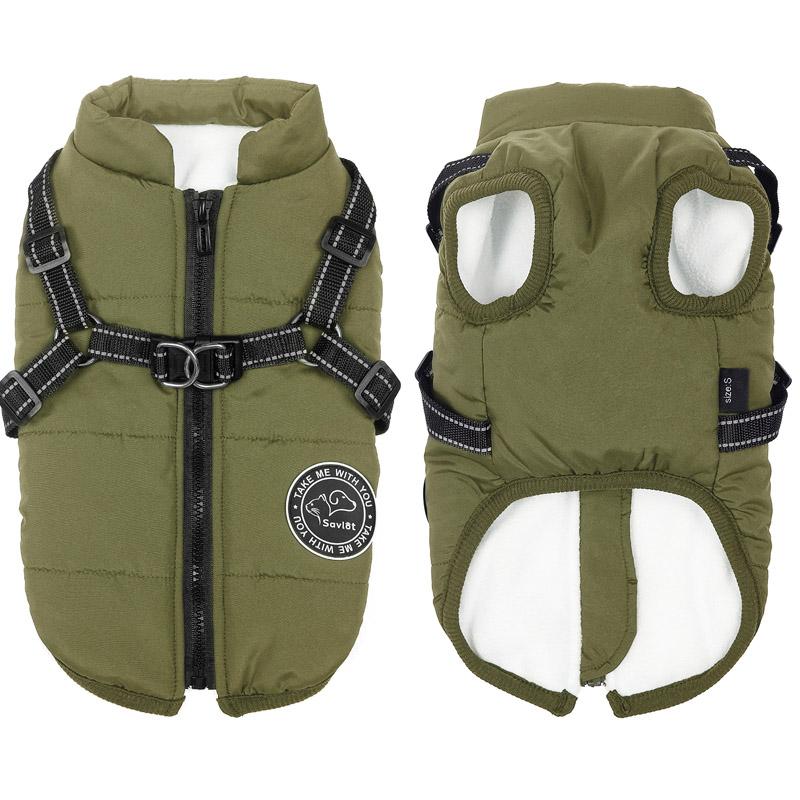 Зимняя теплая куртка для собак, водонепроницаемая куртка для маленьких и больших собак, флисовая одежда со шлейкой, жилет для щенков, костюм чихуахуа, лабрадора
