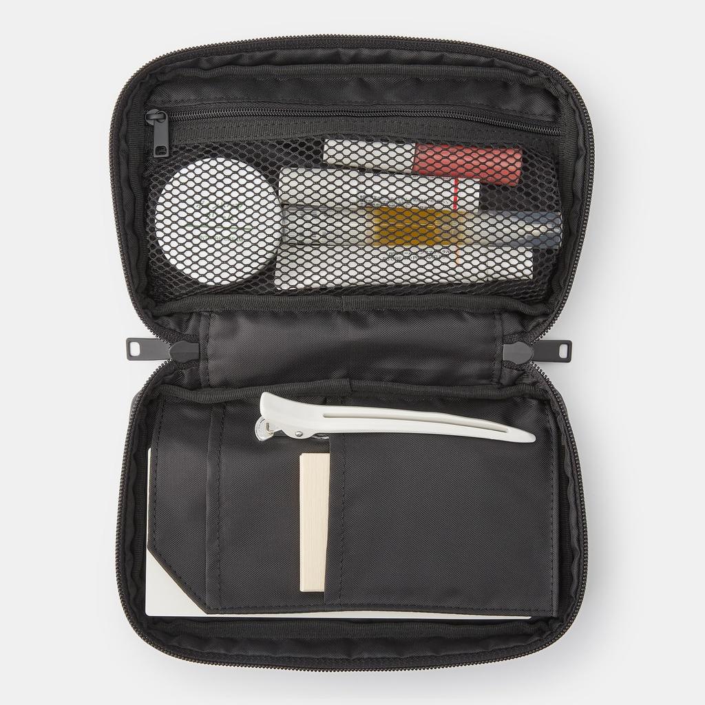 MUJI Nylon Book Shaped Pouch Black - Approx. 20.5 x 12 x 4cm, Japan