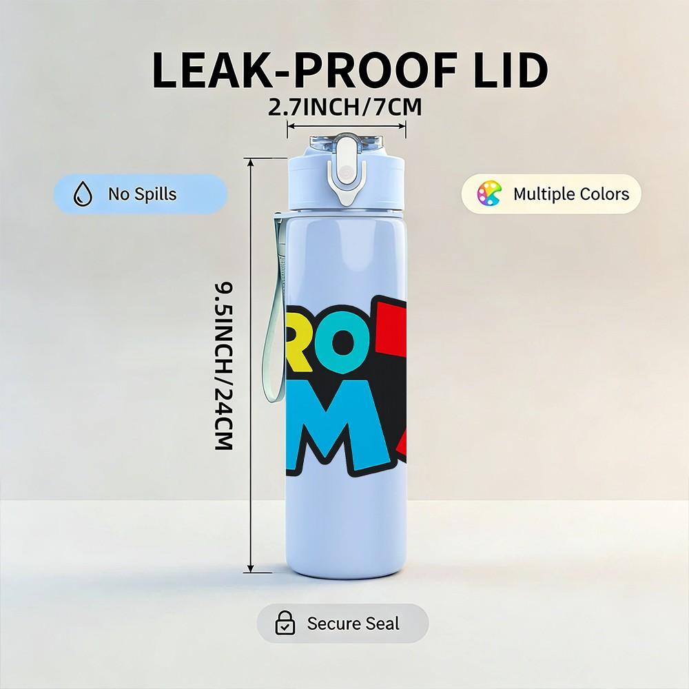 1PC Bro Im Seven Text 750ml Color Plastic Sports Water Bottle Leakproof Flip Straw Lid Suitable for Sports Office Home Use